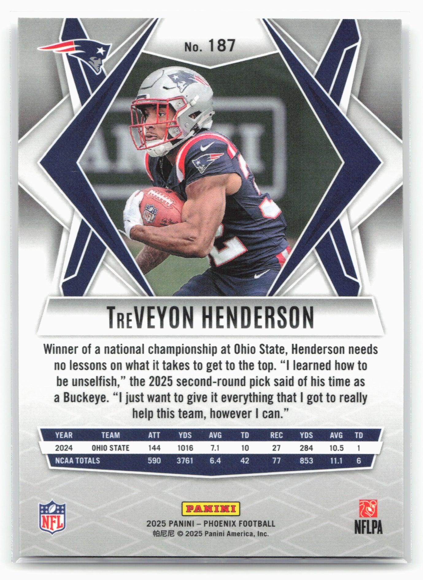 2025 Panini Phoenix #187 TreVeyon Henderson Silver Prizm 25867
