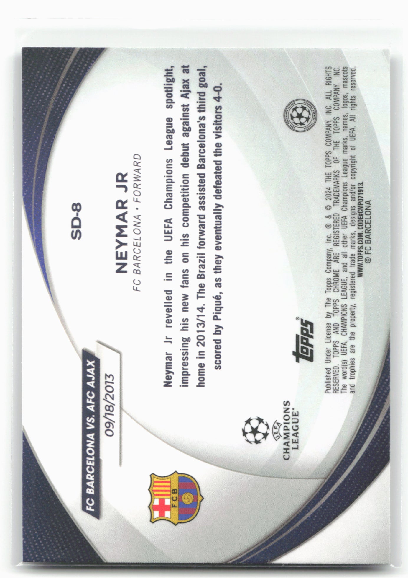 2023-24 Topps Chrome UEFA Club Competitions #SD-8 Neymar Jr Starball Debuts