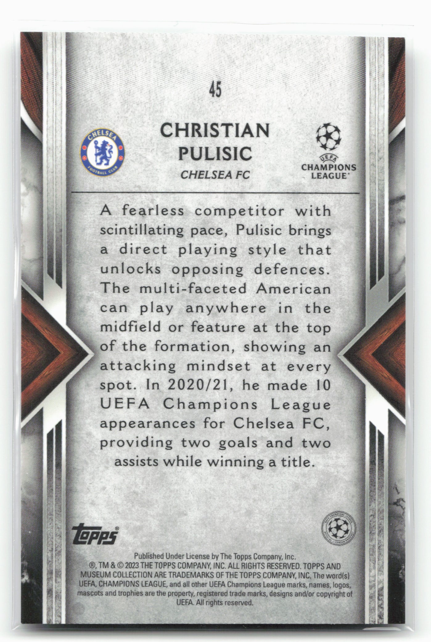 2022-23 Topps Museum Collection UEFA Champions League #45 Christian Pulisic