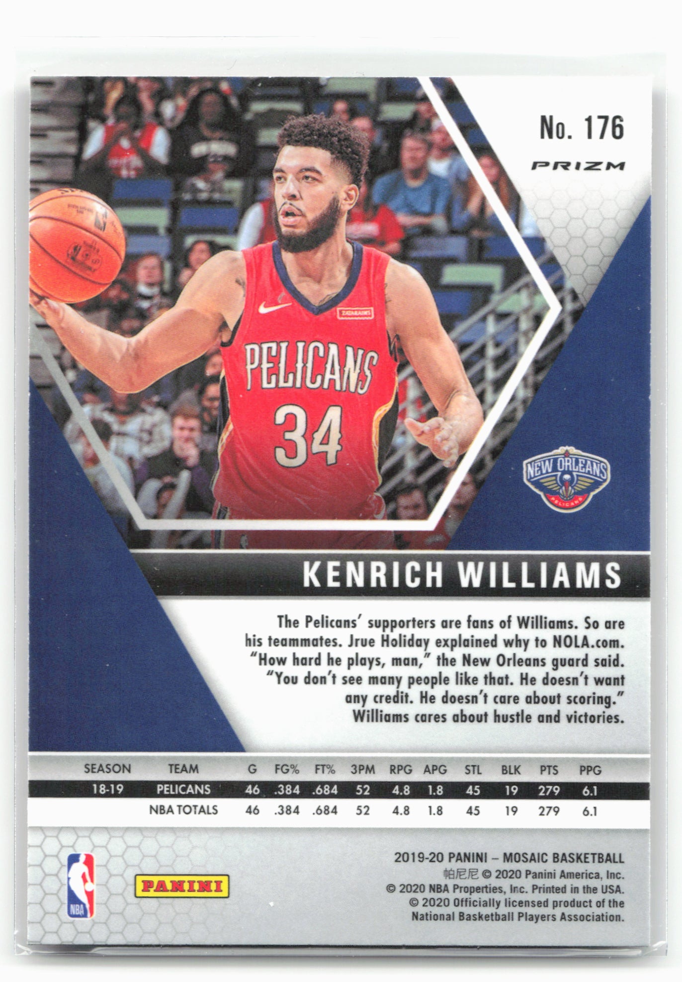 2019-20 Panini Mosaic #176 Kenrich Williams Red Prizm 26269