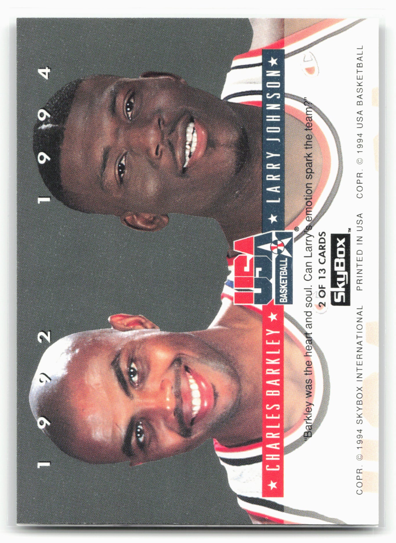 1993-94 SkyBox Premium #2 Larry Johnson / Charles Barkley EXCH USA Tip-Off