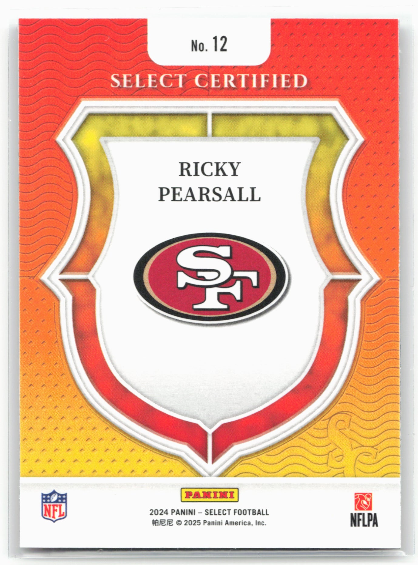 2024 Panini Select #12 Ricky Pearsall Select Certified Rookies