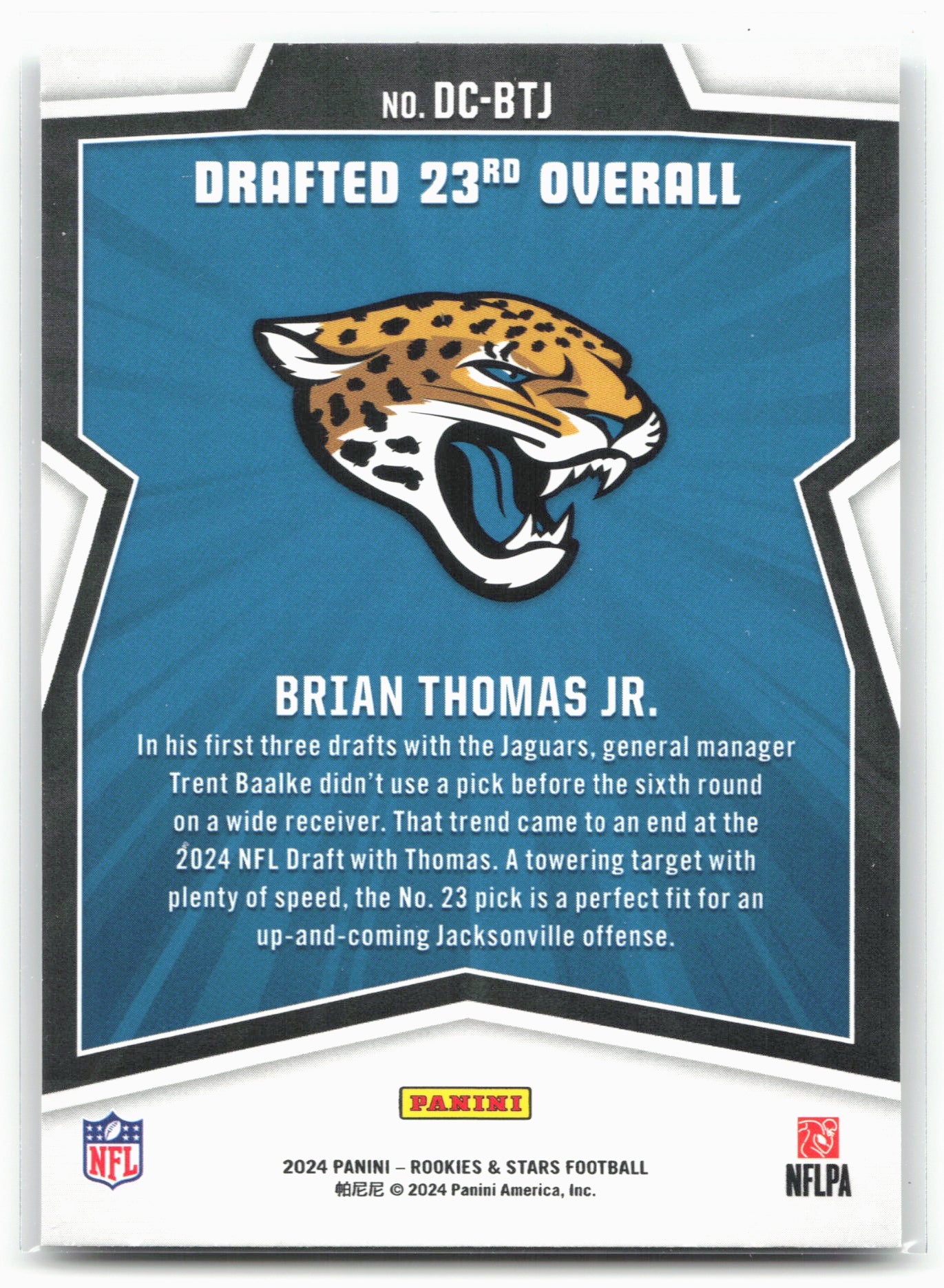 2024 Panini Rookies & Stars #DC-BTJ Brian Thomas Jr. Draft Class