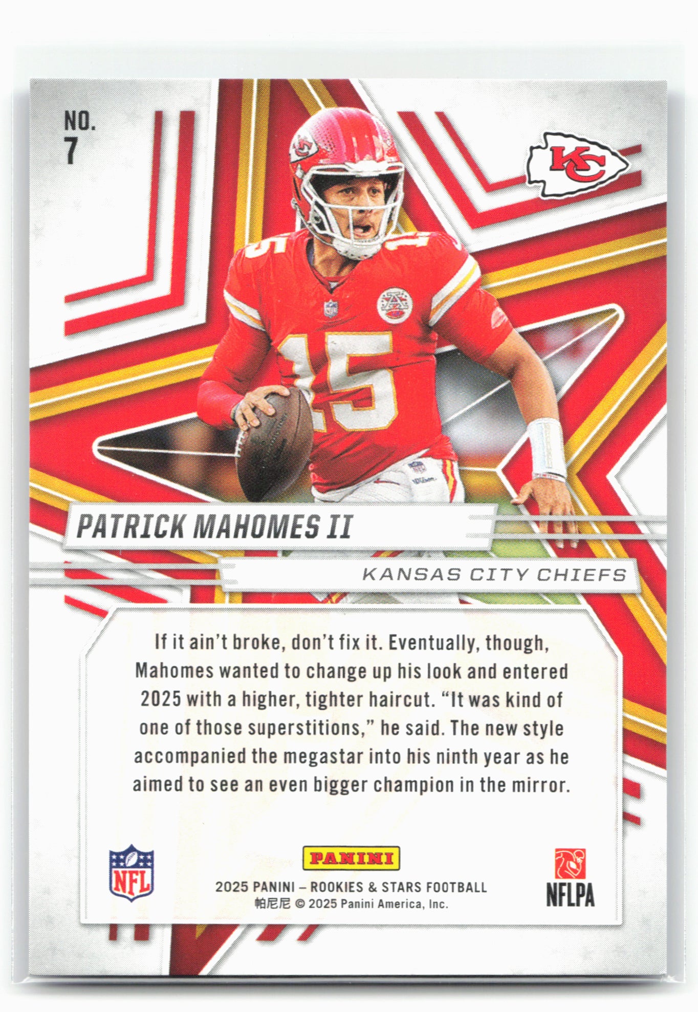 2025 Panini Rookies & Stars #7 Patrick Mahomes II True Blue 71/149