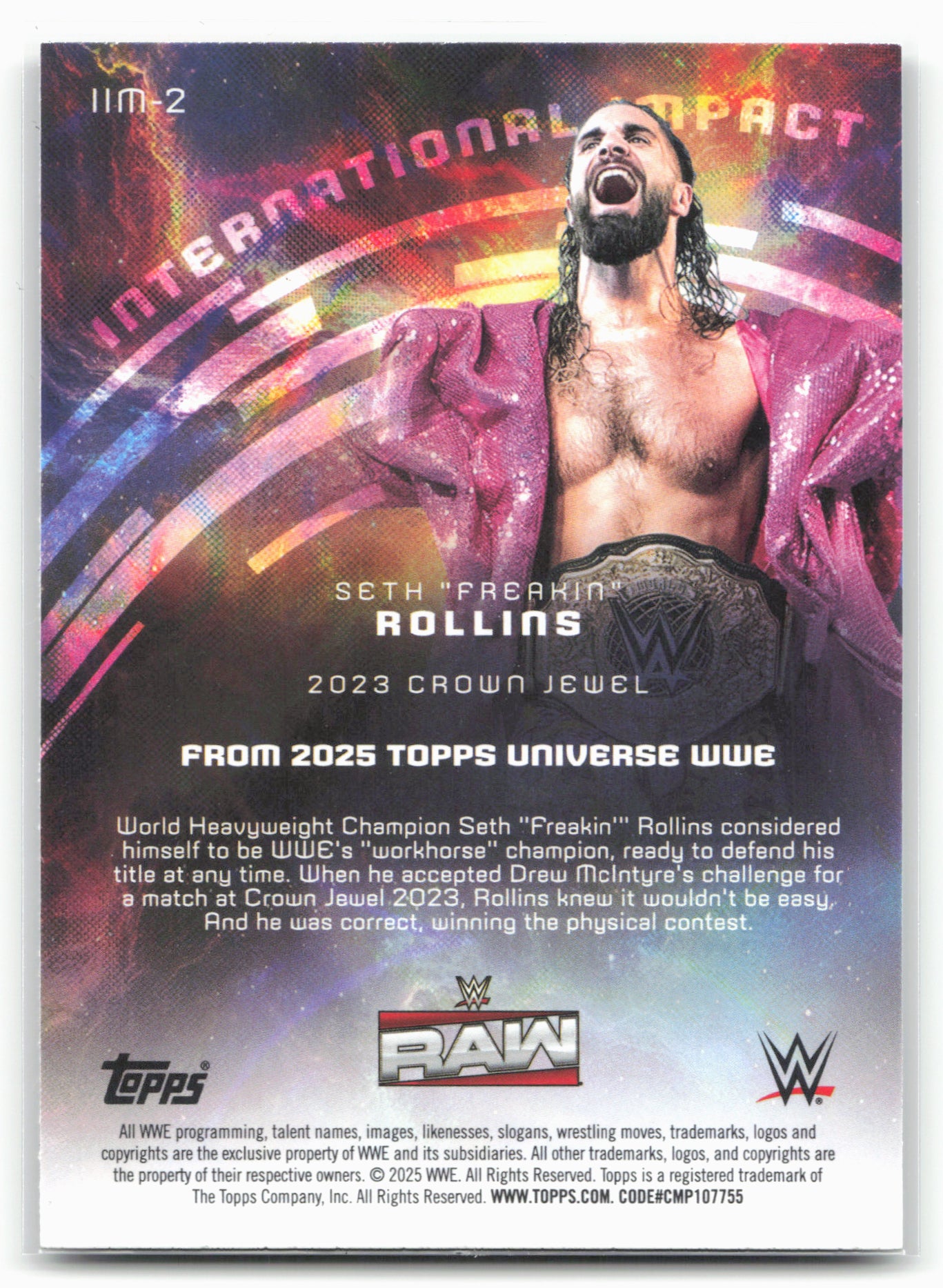 2025 Topps Universe WWE #IIM-2 Seth "Freakin" Rollins International Impact