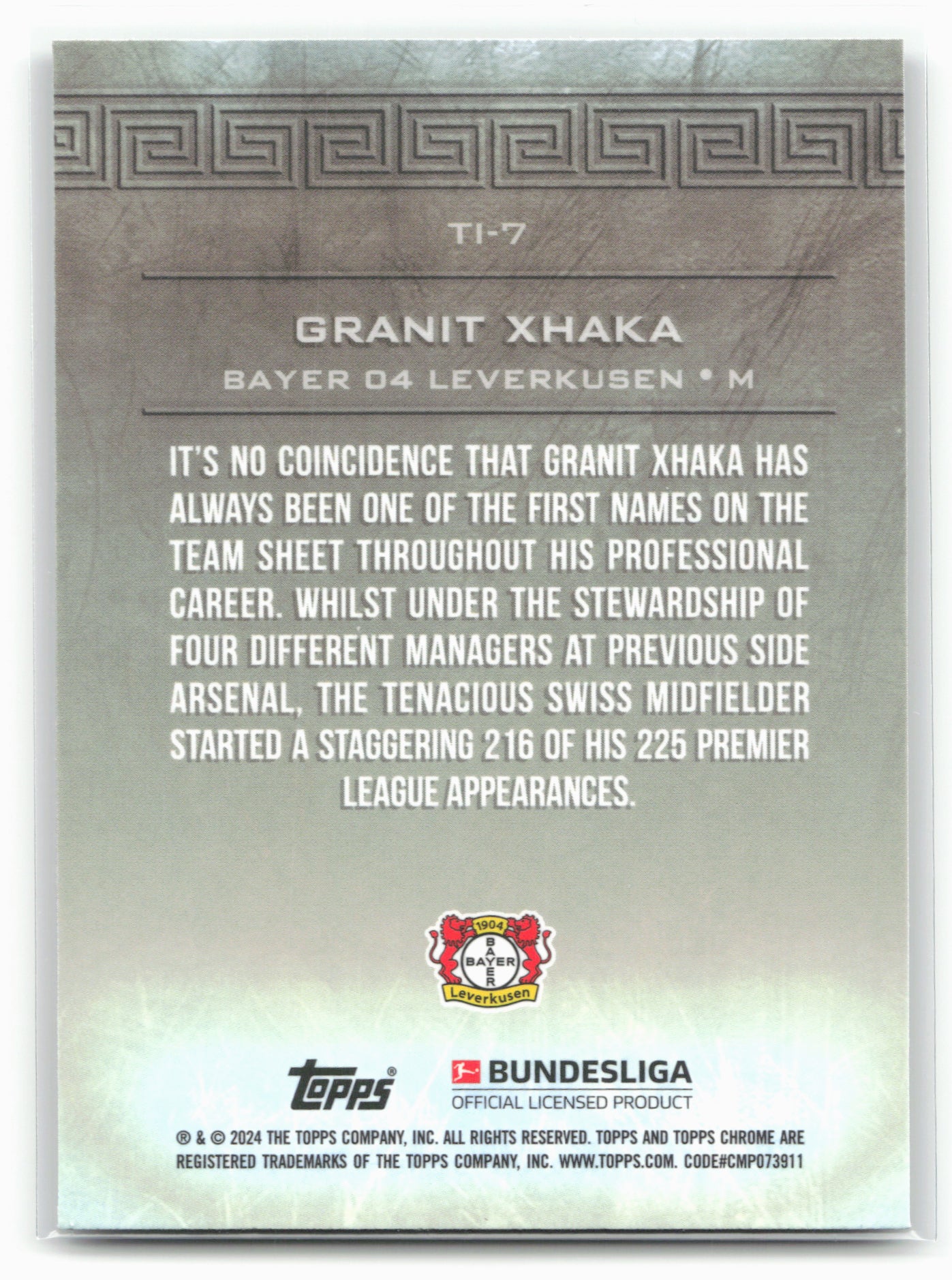2023-24 Topps Chrome Bundesliga #TI-7 Granit Xhaka Titans Titanium