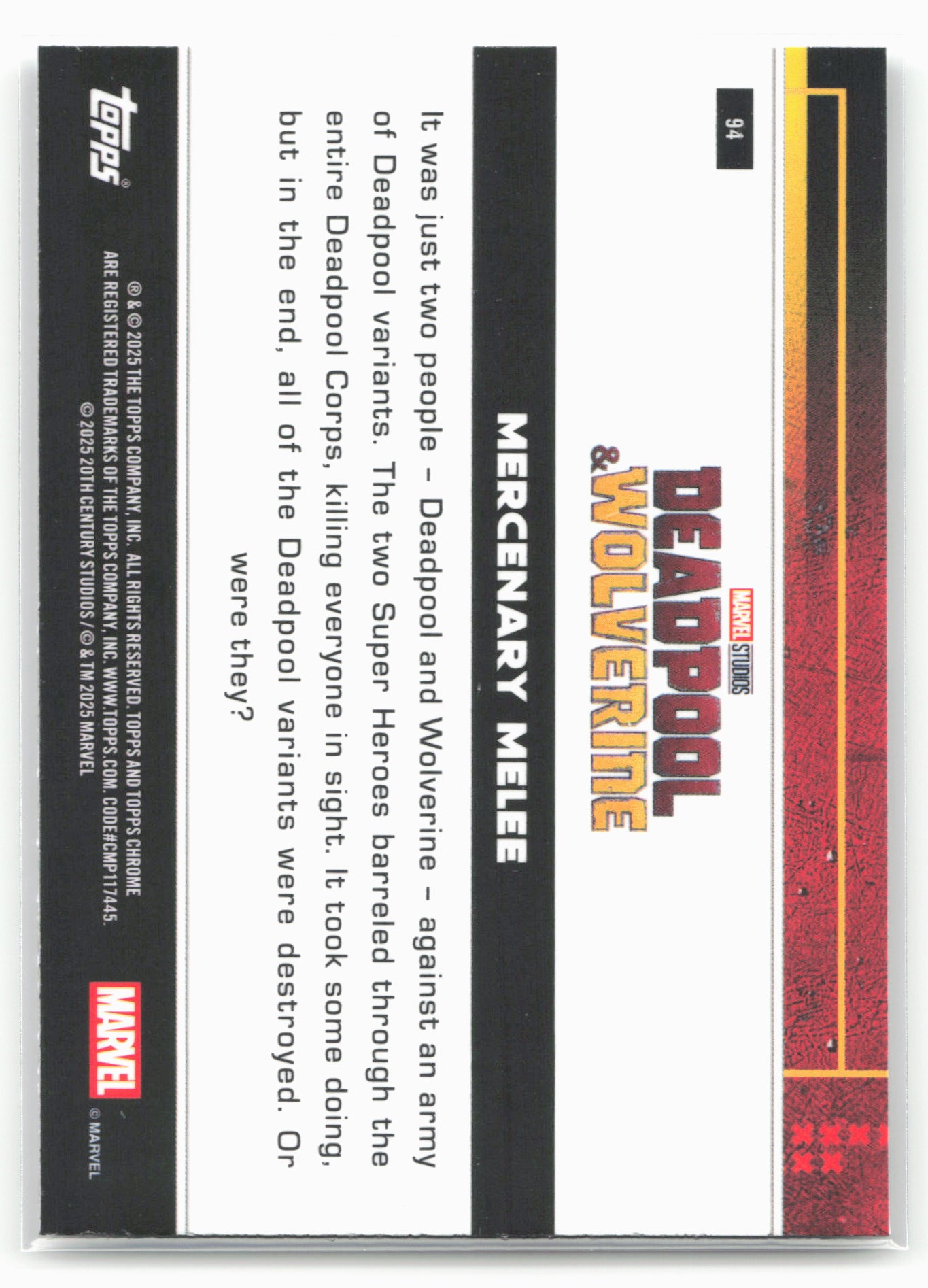 2025 Topps Chrome Marvel Deadpool #94 Mercenary Melee Mini-Diamonds Refractor