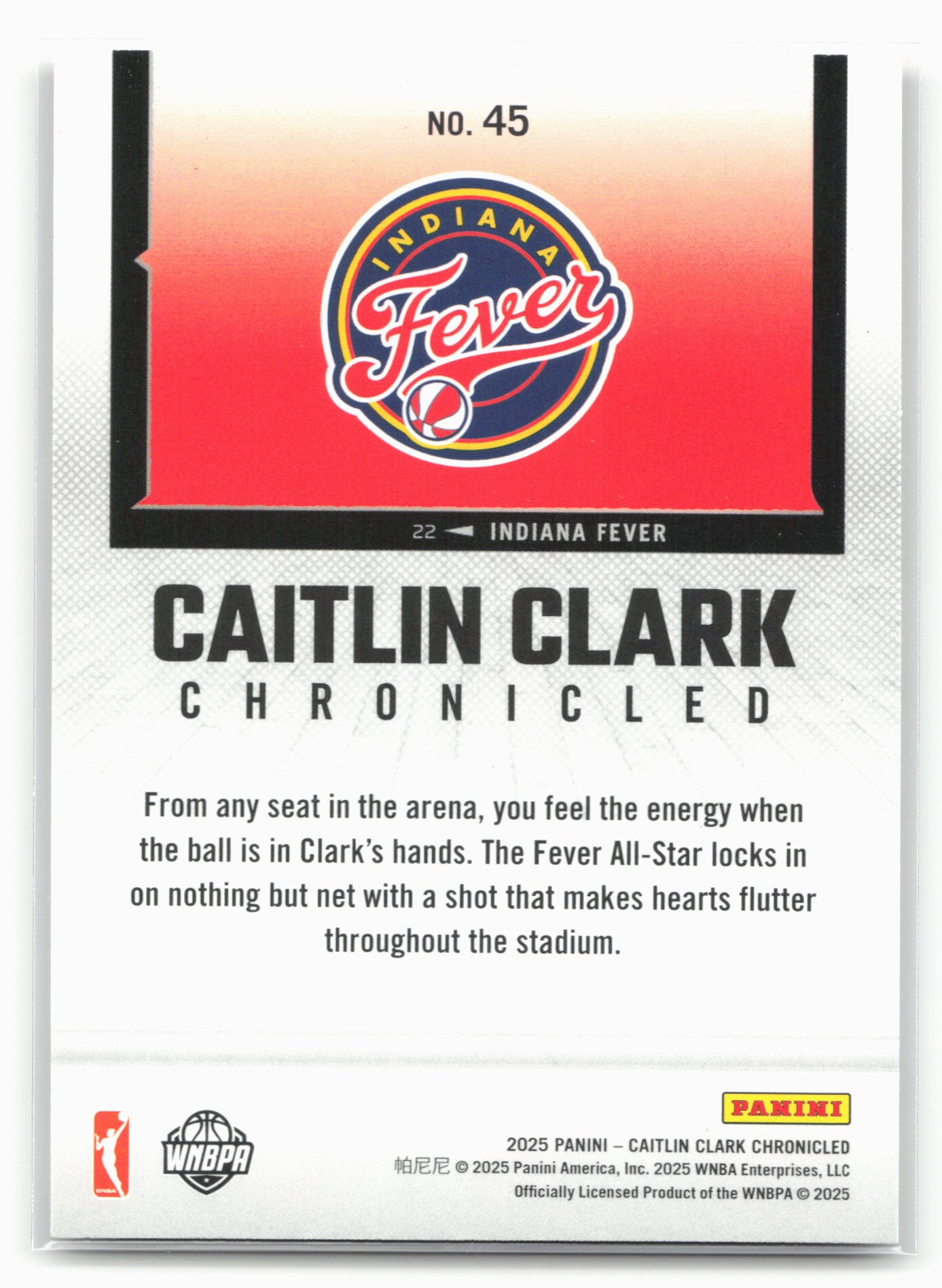 2025 Panini Caitlin Clark Chronicled #45 Caitlin Clark Red Holo 27536