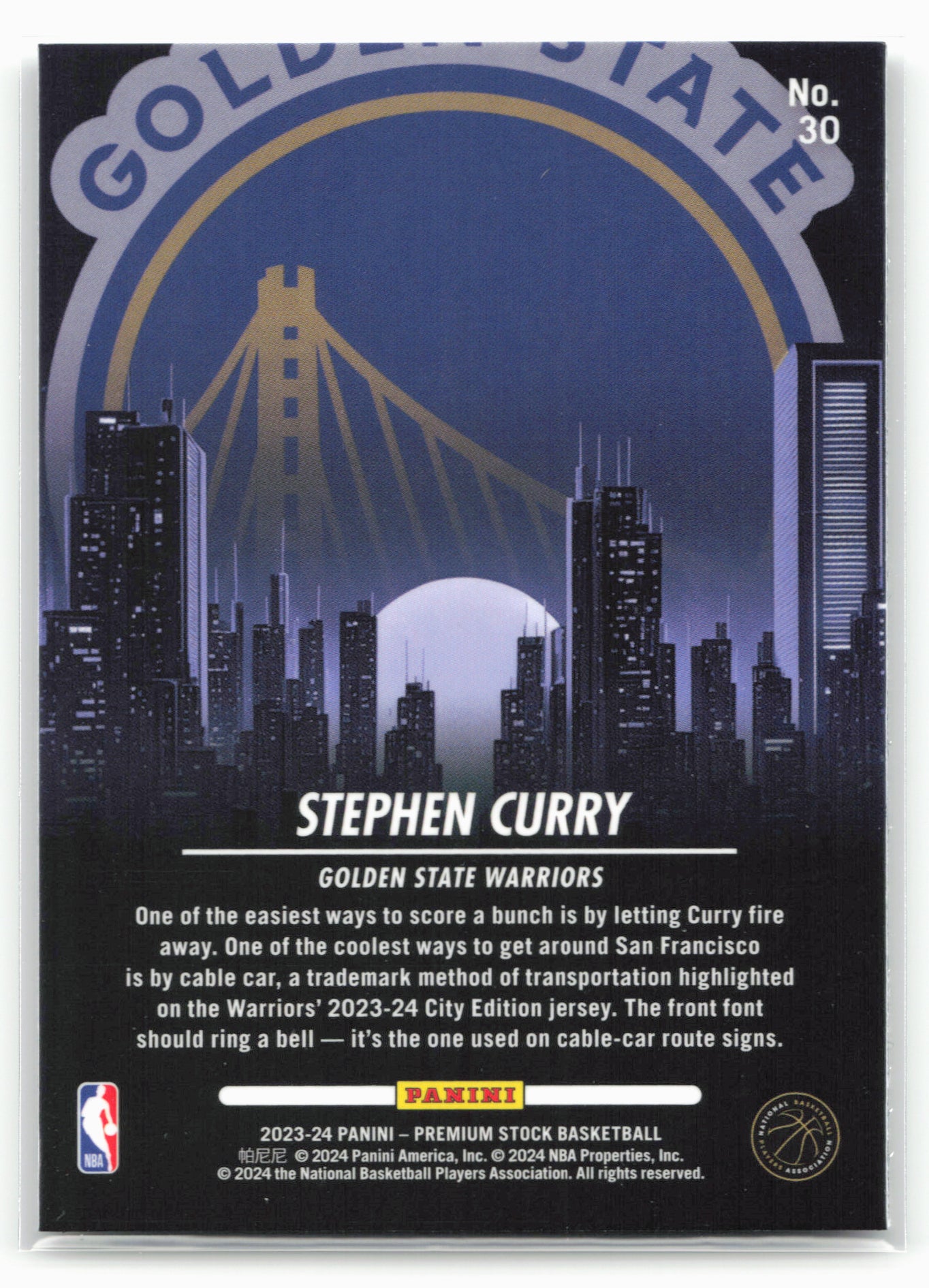 2023-24 Hoops Premium Stock #30 Stephen Curry City Edition 27552