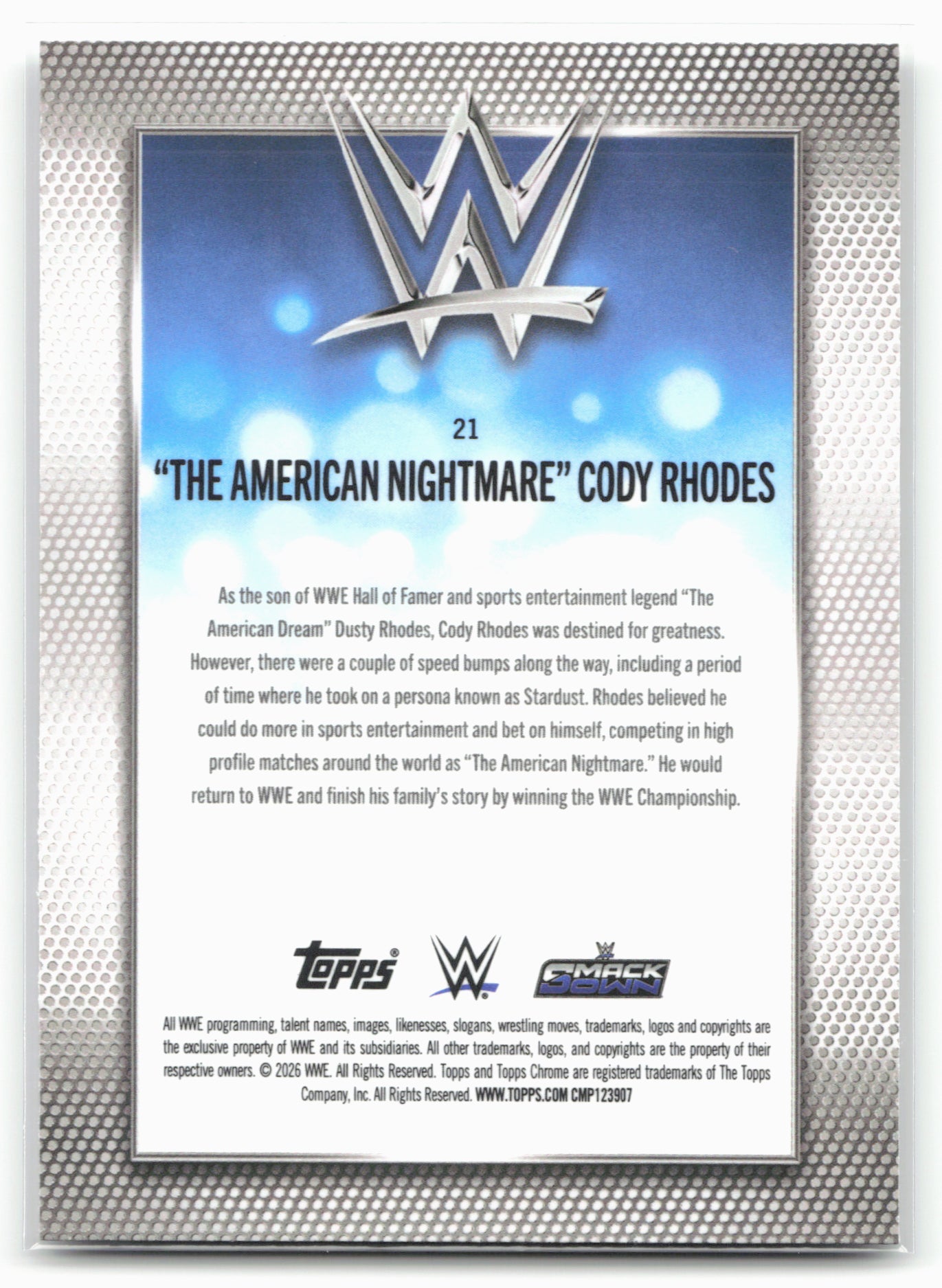 2026 Topps Chrome WWE #21 "The American Nightmare" Cody Rhodes
