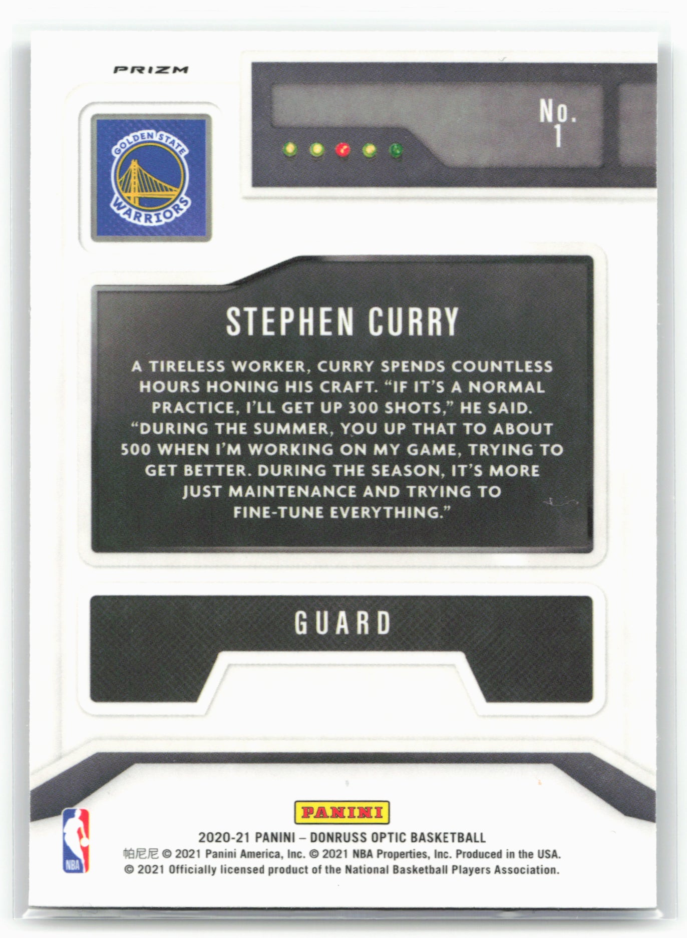 2020-21 Donruss Optic #1 Stephen Curry T-Minus 3...2...1 Holo