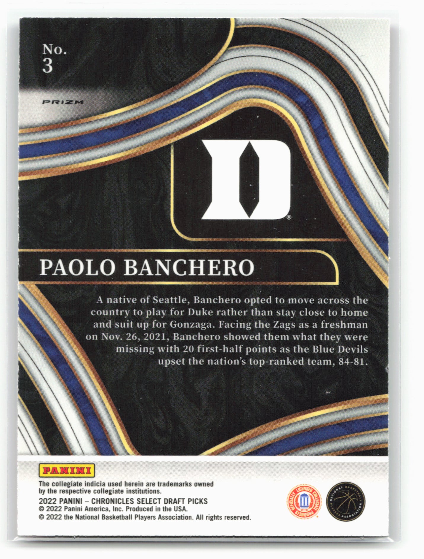 2022 Panini Chronicles Draft Picks #3 Paolo Banchero Select Pink 28391