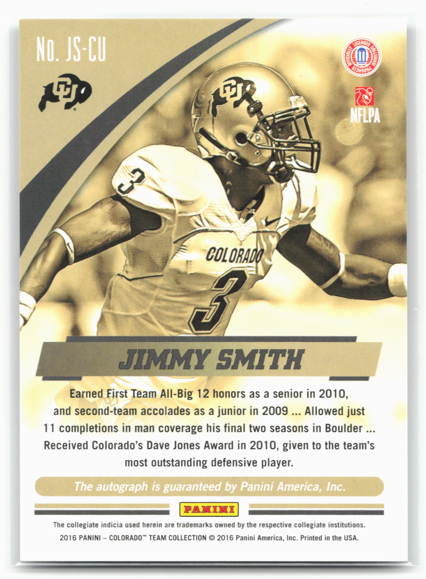 2016 Panini Colorado Buffaloes #JS-CU Jimmy Smith Autographs