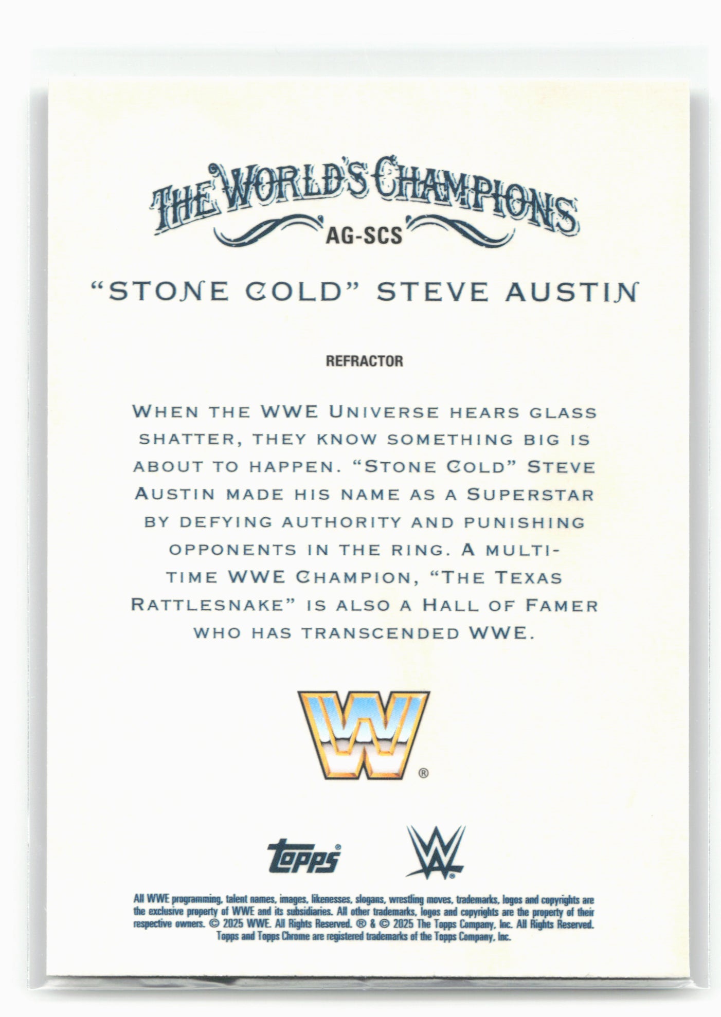 2025 Topps Chrome WWE #AG-SCS “Stone Cold” Steve Austin A&G Refractor 28846