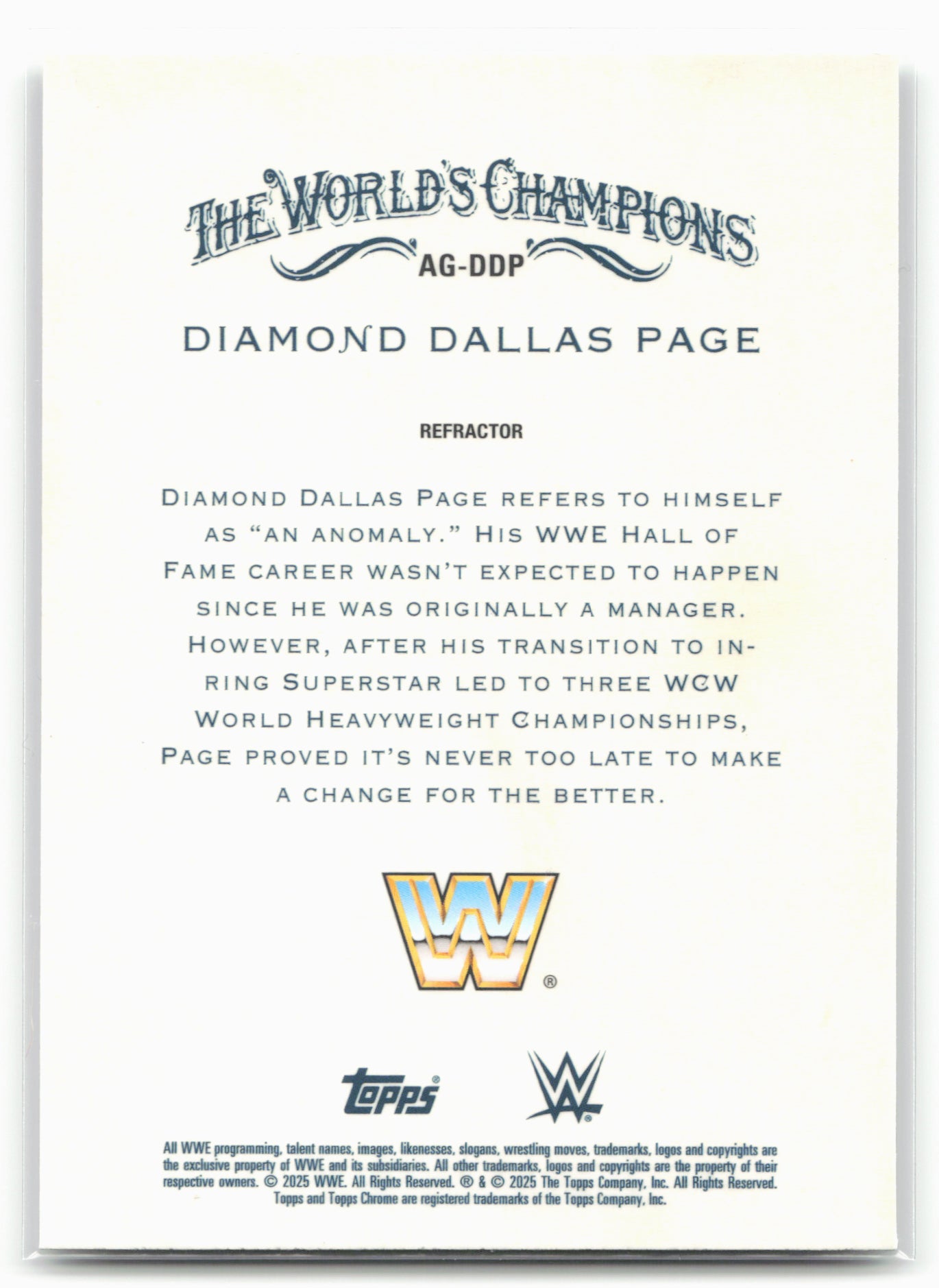 2025 Topps Chrome WWE #AG-DDP Diamond Dallas Page Allen & Ginter Refractor 28849