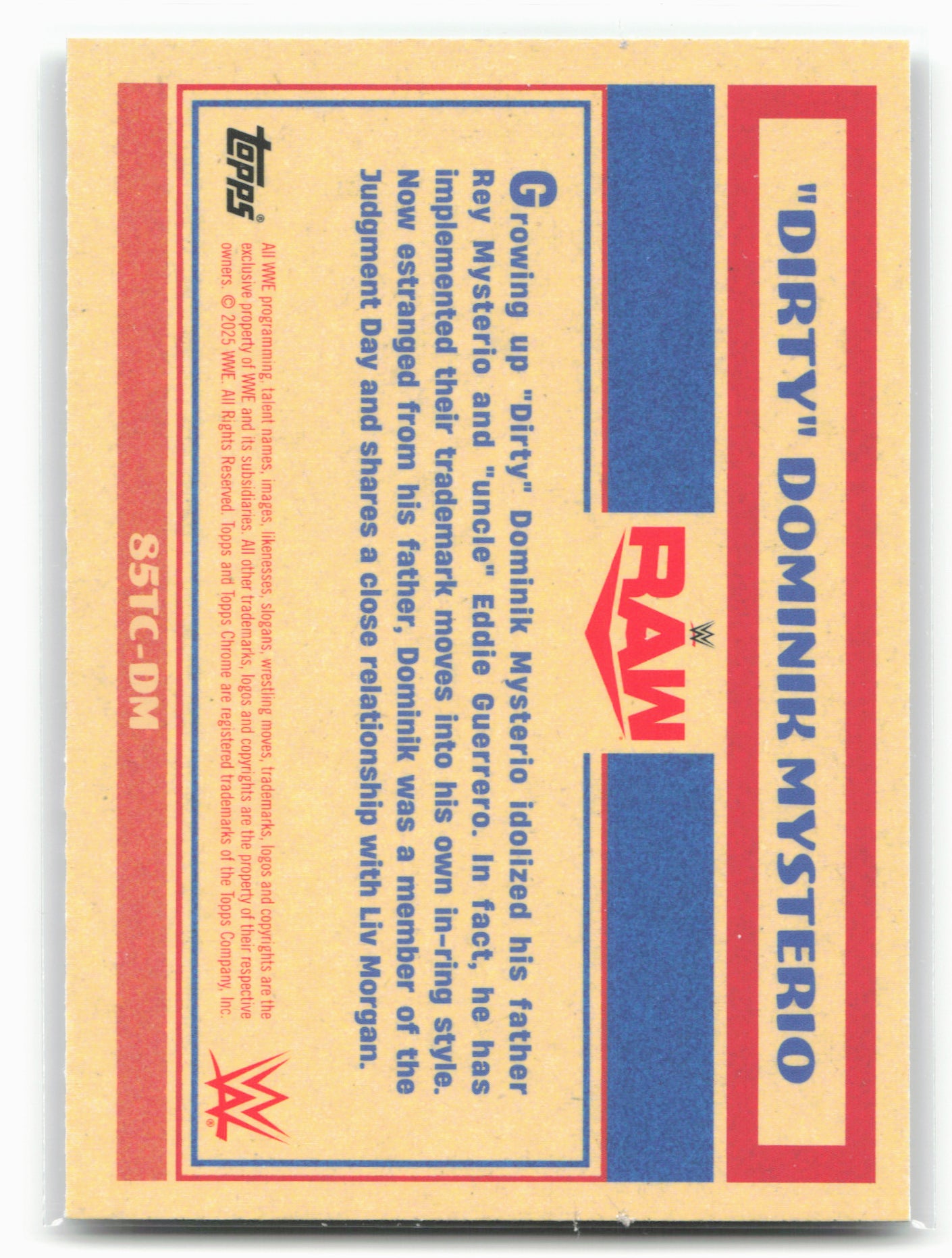2025 Topps Chrome WWE #85TC-DM “Dirty” Dom Mysterio 1985 Topps Current 28859