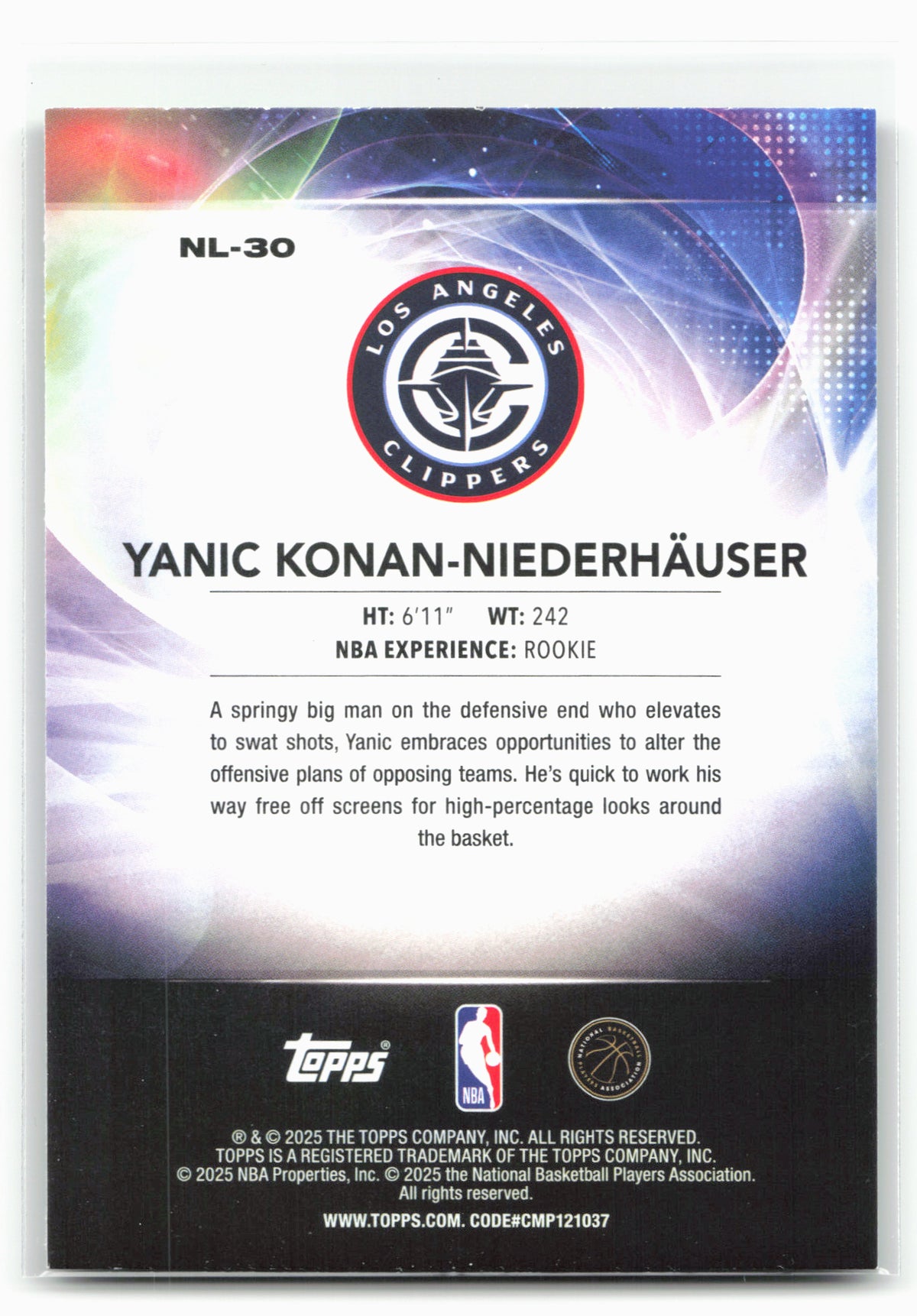 2025-26 Topps #NL-30 Yanic Konan-Niederhäuser No Limit Green Rainbow #/99