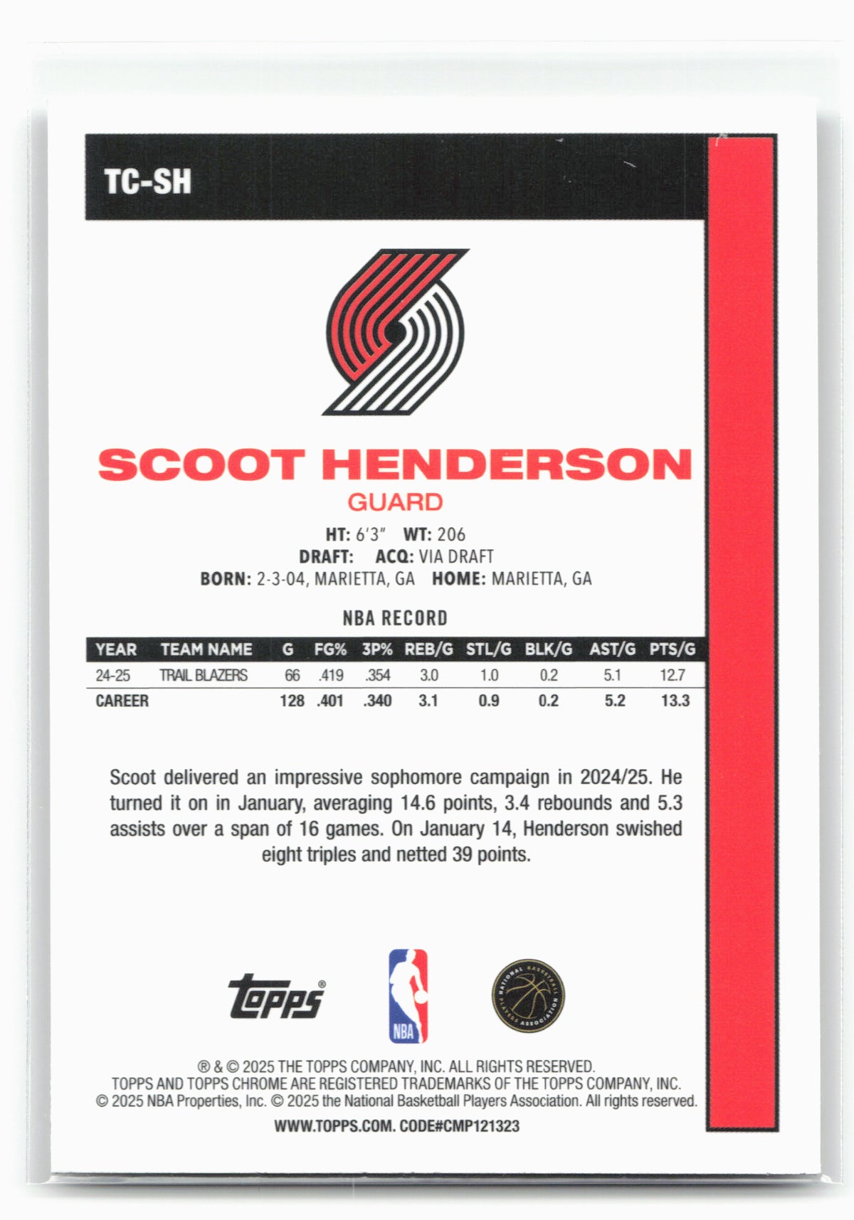 2025-26 Topps #TC-SH Scoot Henderson 1980-81 Topps Chrome Basketball 30263