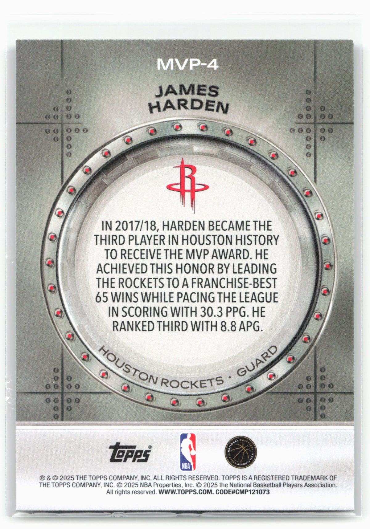2025-26 Topps #MVP-4 James Harden MVP Vault Rainbow Foilboard 30296