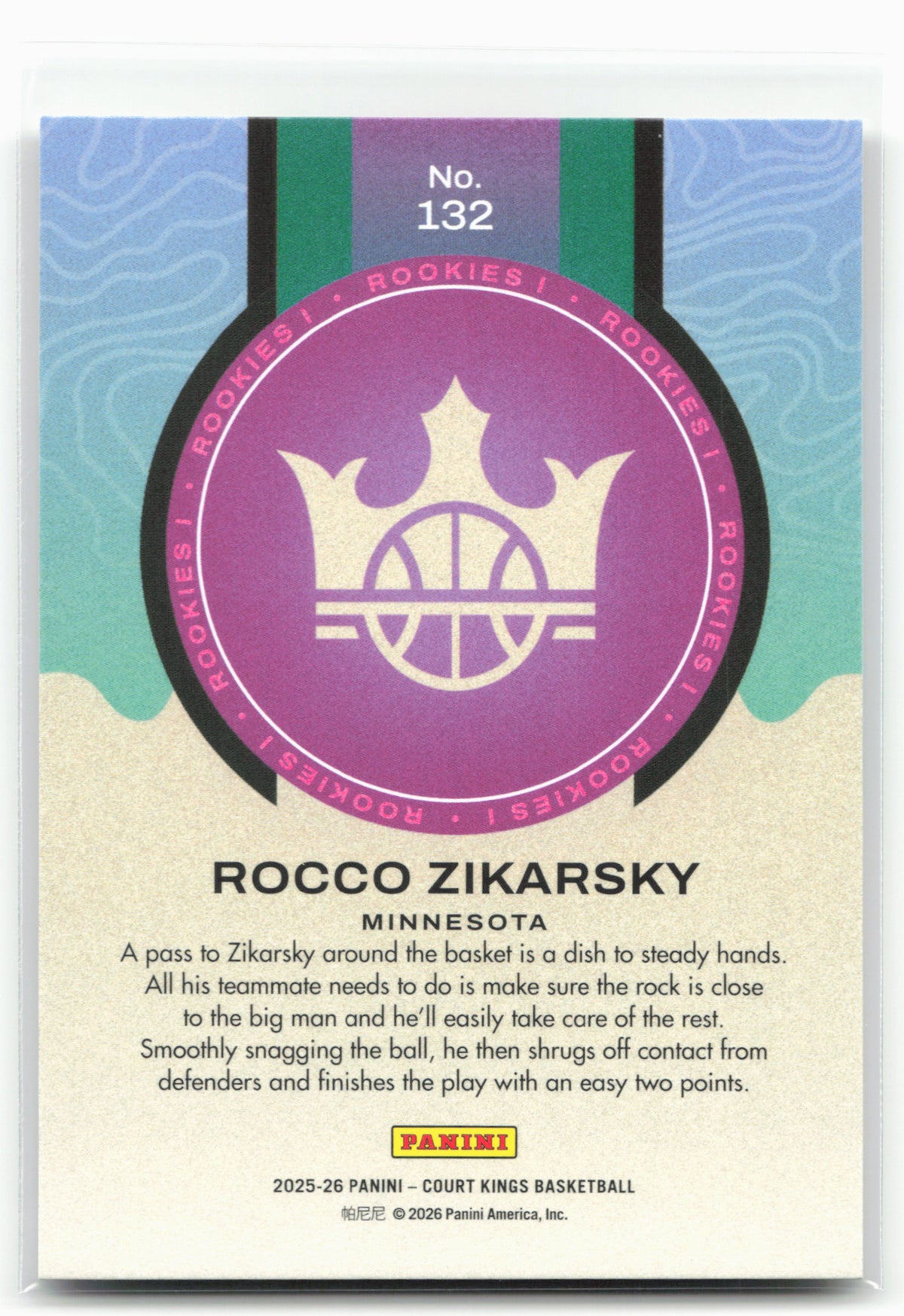 2025-26 Panini Court Kings #132 Rocco Zikarsky Rookies I