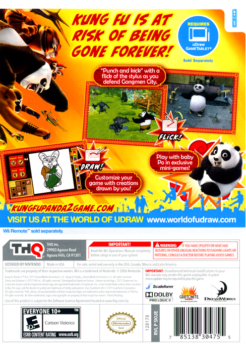 Kung Fu Panda 2 - UDraw | Nintendo Wii | back cover