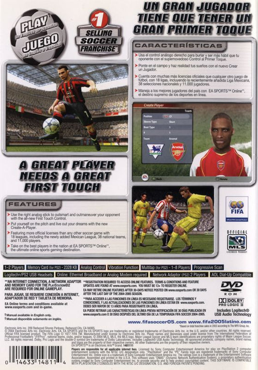 FIFA Soccer 2005 | PlayStation 2 | back cover | Data by MobyGames.com