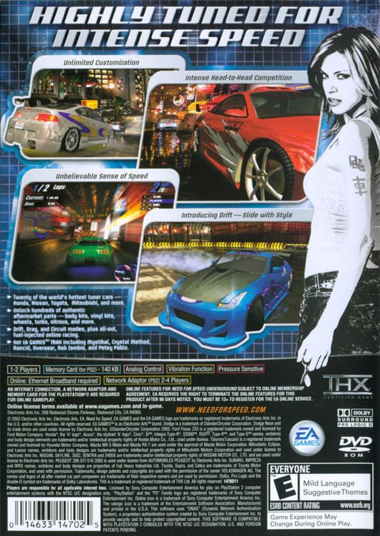 Need for Speed: Underground | PlayStation 2 | back cover | Data by MobyGames.com