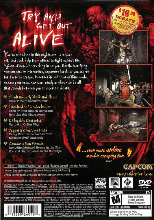 Resident Evil: Outbreak - File #2 | PlayStation 2 | back cover | Data by MobyGames.com