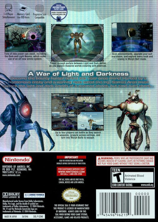 Metroid Prime 2: Echoes | GameCube | back cover | Data by MobyGames.com