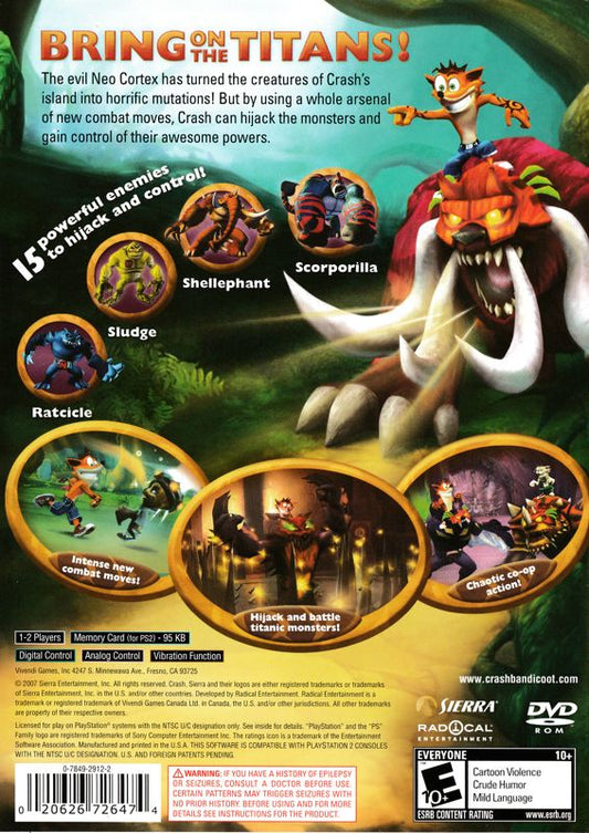 Crash of the Titans | PlayStation 2 | back cover | Data by MobyGames.com