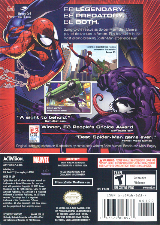 Ultimate Spider-Man | GameCube | back cover | Data by MobyGames.com