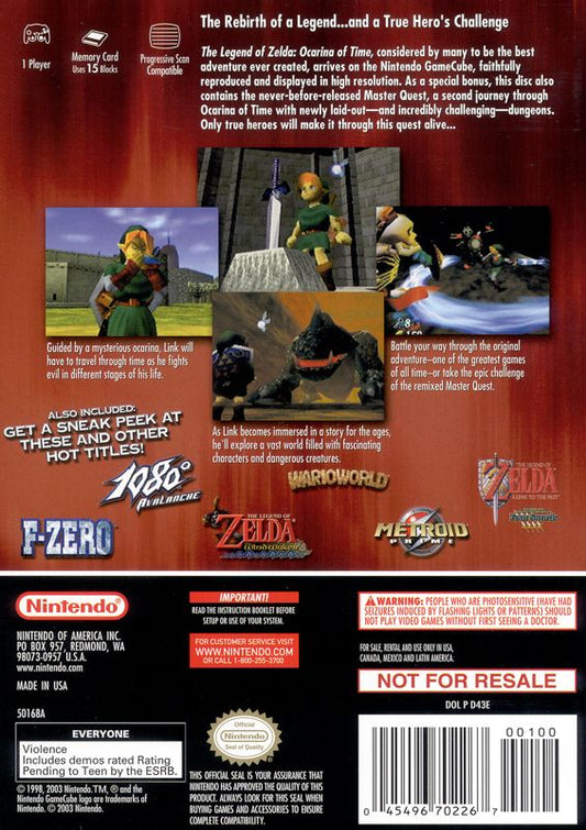 The Legend of Zelda: Ocarina of Time / Master Quest | GameCube | back cover | Data by MobyGames.com