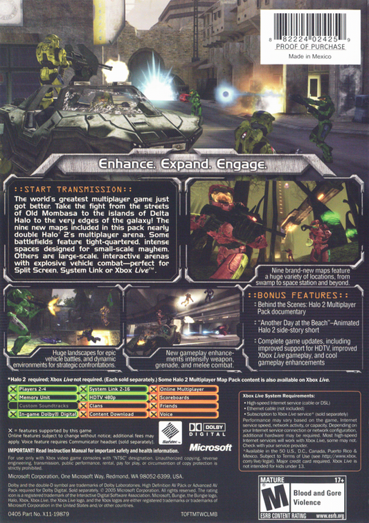 Halo 2: Multiplayer Map Pack | Xbox | back cover | Data by MobyGames.com