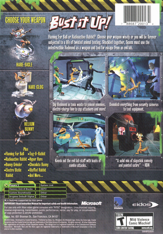 Whiplash | Xbox | back cover | Data by MobyGames.com