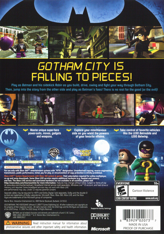 LEGO Batman: The Videogame | Xbox 360 | back cover | Data by MobyGames.com