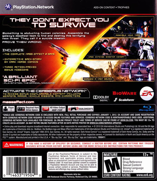 Mass Effect 2 | PlayStation 3 | back cover | Data by MobyGames.com