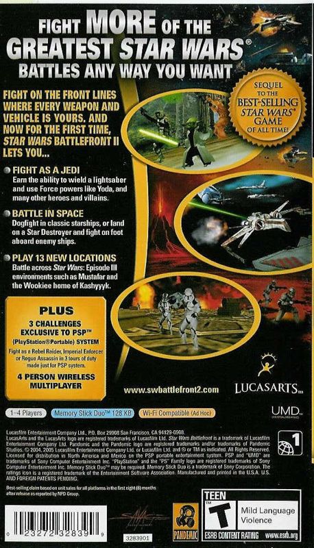 Star Wars: Battlefront II | PSP | back cover | Data by MobyGames.com