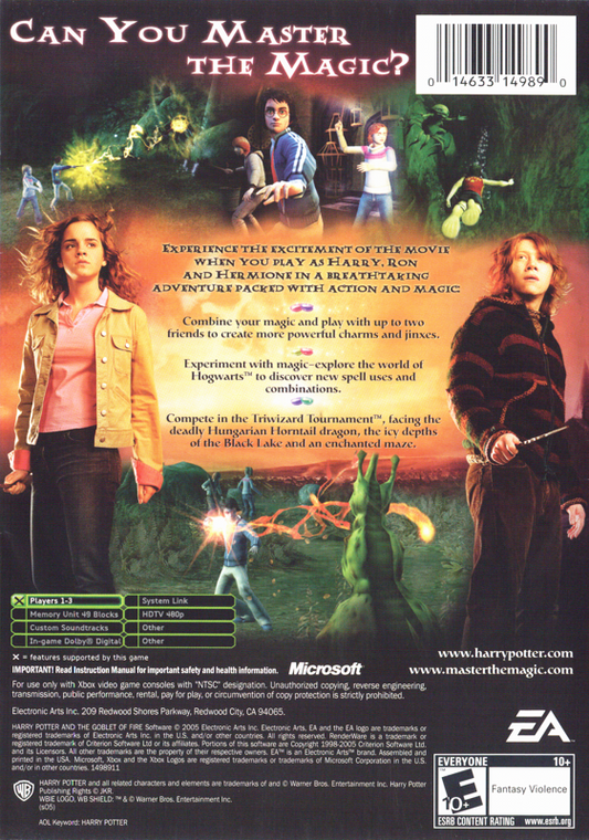 Harry Potter and the Goblet of Fire | Xbox | back cover | Data by MobyGames.com