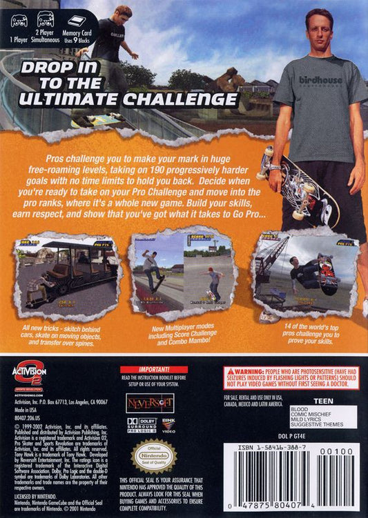 Tony Hawk's Pro Skater 4 | GameCube | back cover | Data by MobyGames.com