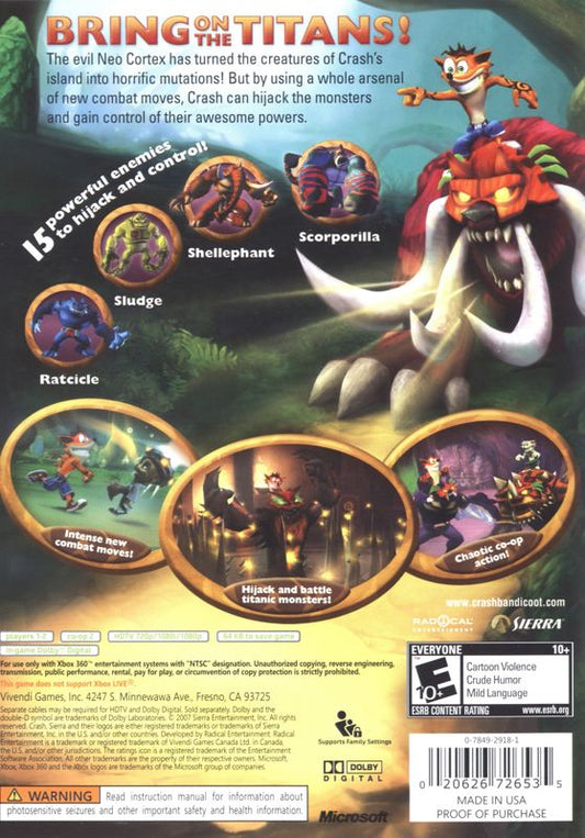 Crash of the Titans | Xbox 360 | back cover | Data by MobyGames.com