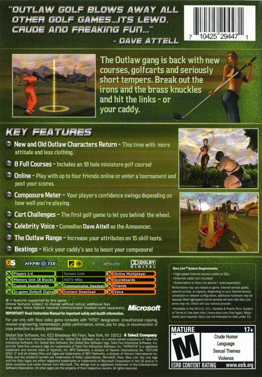 Outlaw Golf 2 | Xbox | back cover | Data by MobyGames.com