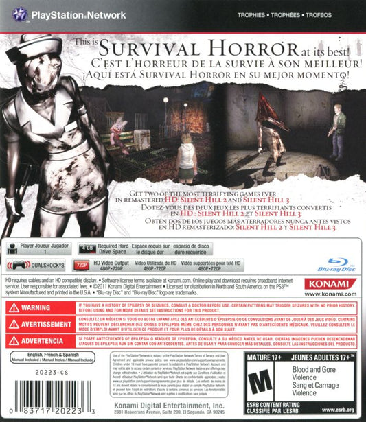 Silent Hill: HD Collection | PlayStation 3 | back cover | Data by MobyGames.com