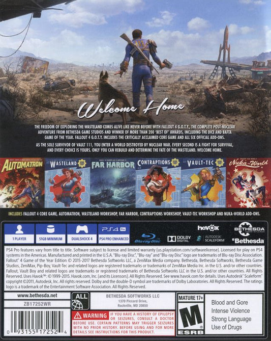 Fallout 4: Game of the Year Edition | PlayStation 4 | back cover | Data by MobyGames.com