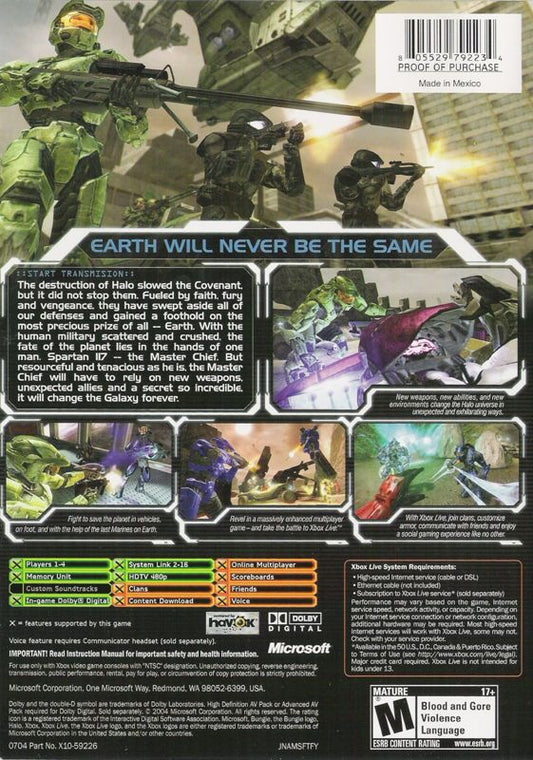 Halo 2 | Xbox | back cover | Data by MobyGames.com