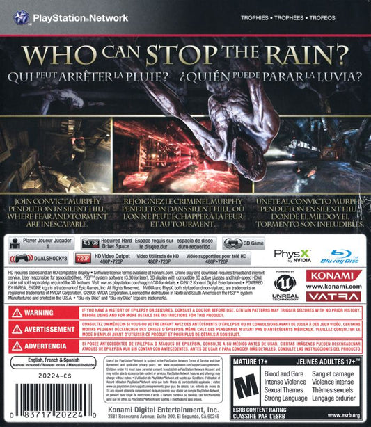 Silent Hill: Downpour | PlayStation 3 | back cover | Data by MobyGames.com