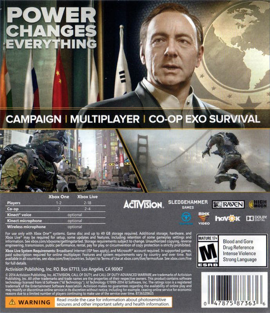 Call of Duty: Advanced Warfare | Xbox One | back cover | Data by MobyGames.com