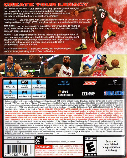 NBA 2K14 | PlayStation 4 | back cover | Data by MobyGames.com