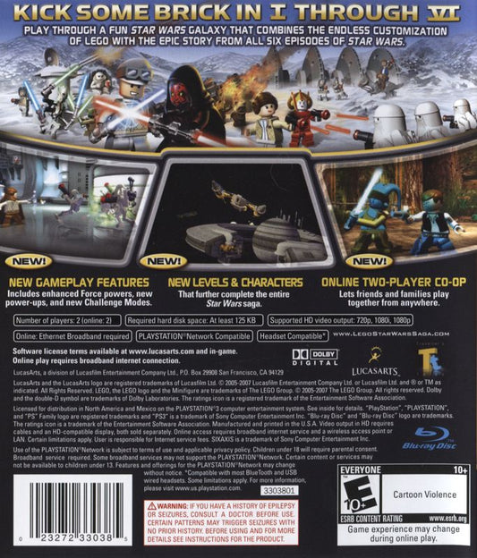 LEGO Star Wars: The Complete Saga | PlayStation 3 | back cover | Data by MobyGames.com