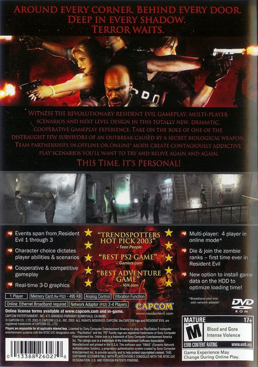 Resident Evil: Outbreak | PlayStation 2 | back cover | Data by MobyGames.com