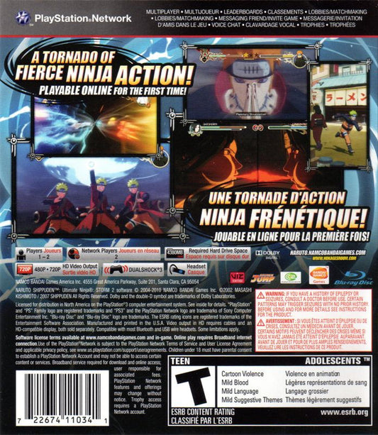 Naruto Shippuden: Ultimate Ninja Storm 2 | PlayStation 3 | back cover | Data by MobyGames.com